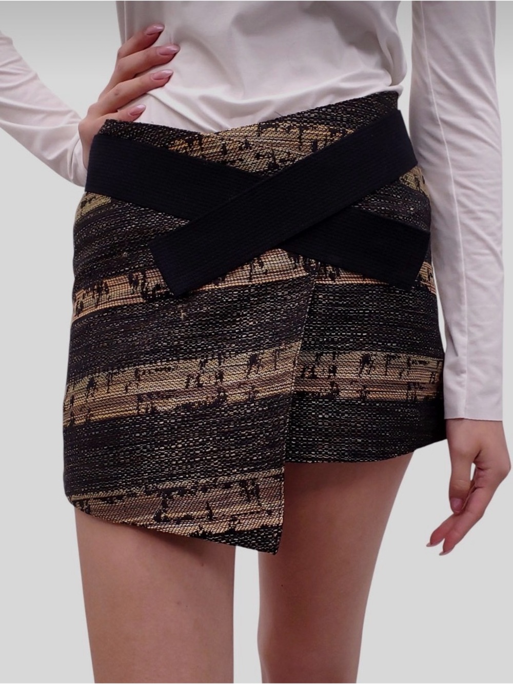 Smythe Black and Tan Mini Skirt